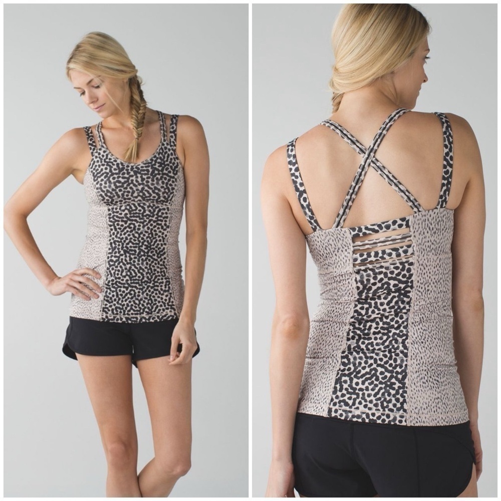 LULULEMON - Happy Strappy Tank - Ace Spot Grain Black / Dottie Dash. 10